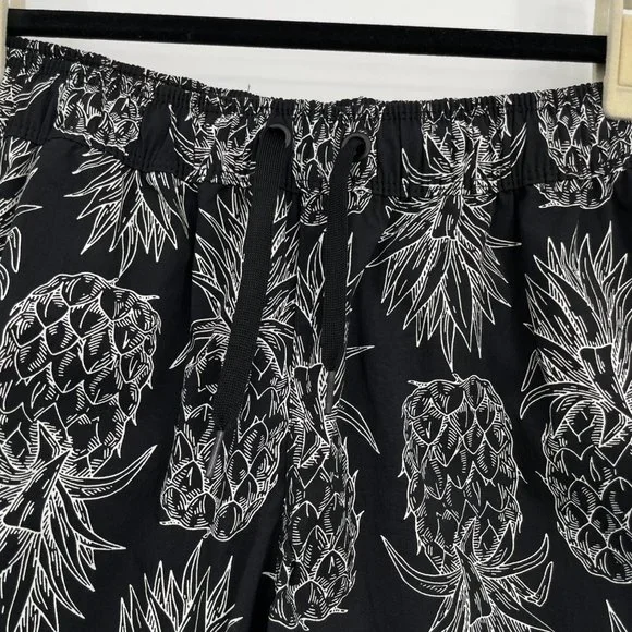 Lauren James Size Small Black White Pineapple Swim Shorts Drawstring Womens - Picture 3 of 6